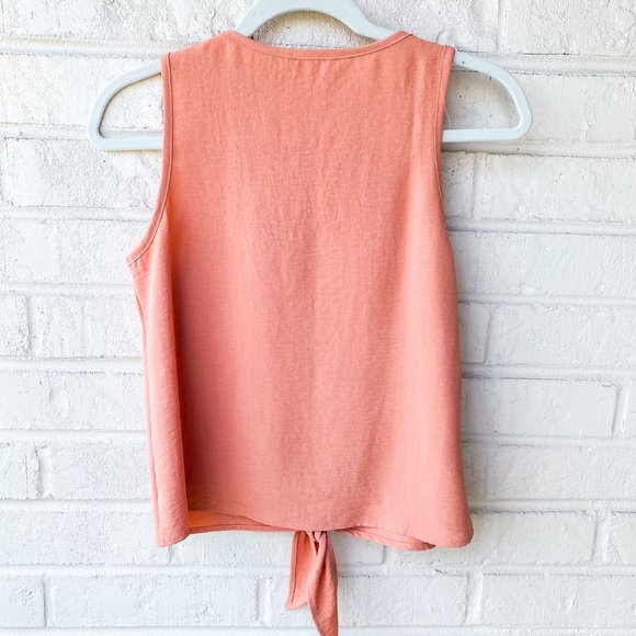 Pink Lily | Button Tie Up Peach Tank - Picture 5 of 6